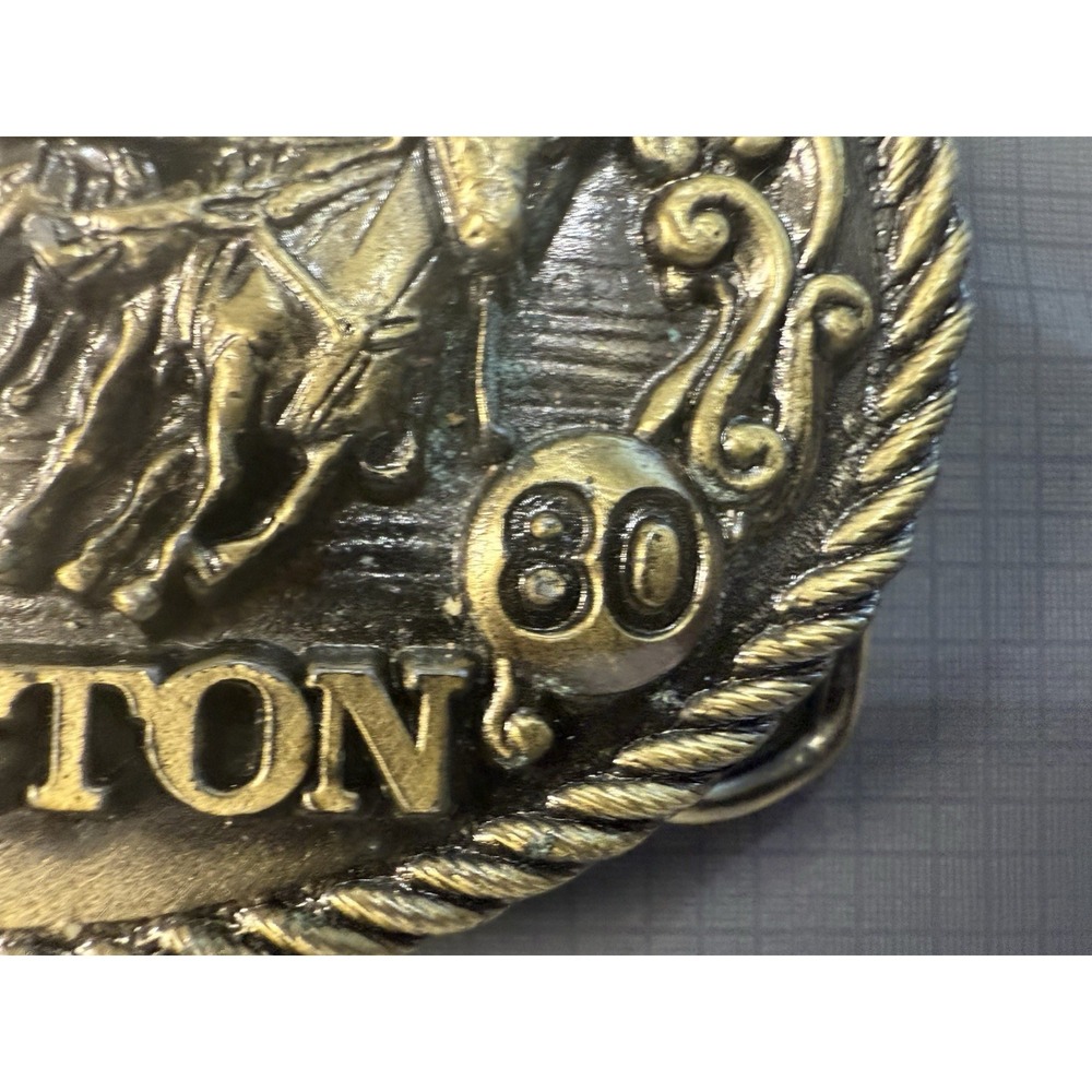 1980 Hesston National Finals Rodeo Belt Buckle NFR Brass Vintage - Picture 2 of 12